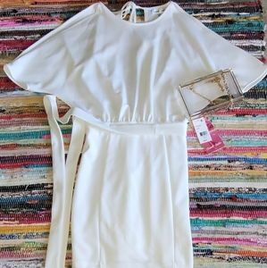 White mini dress with belt